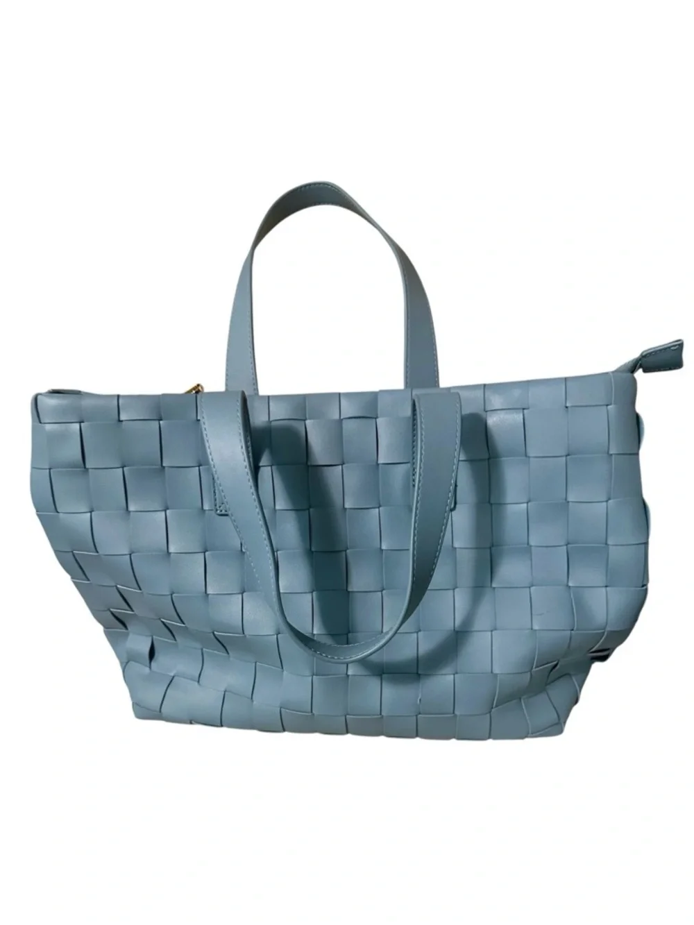 Like Dreams Handbag, Woven Design, Blue Grey Tote Bag